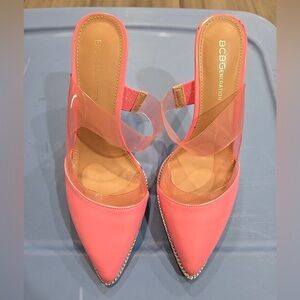 BCBGeneration Pink Heels Sleek Pointed-Toe Mules
